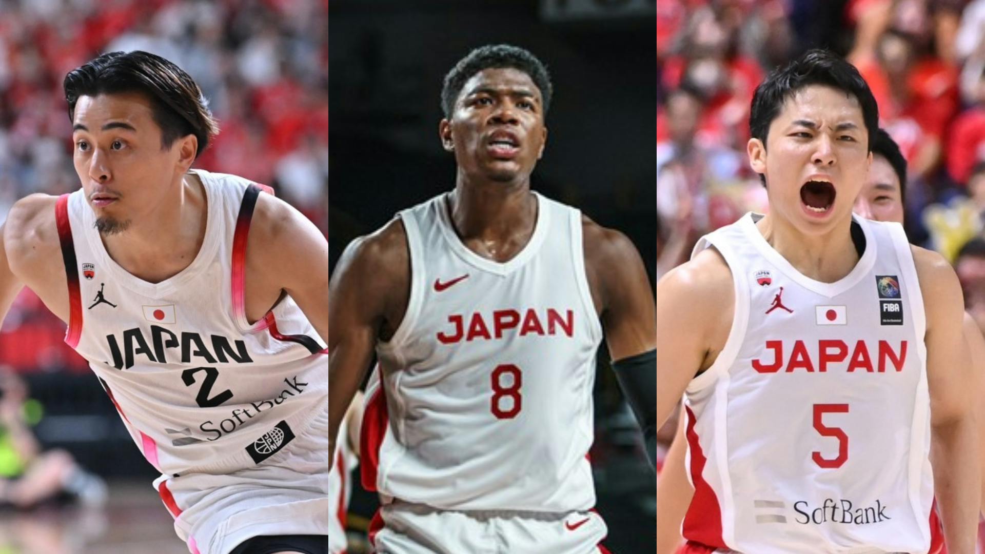 Lakers forward Rui Hachimura flanked by B.League stars in Akatsuki Japan